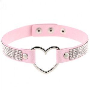 💗 Pink Rhinestone Heart Choker 💗